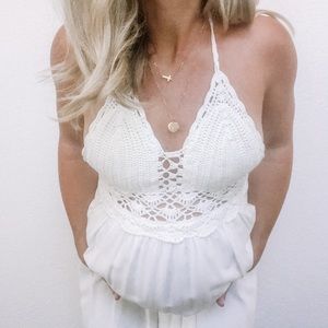 Sadie & Sage White Crochet Maxi Dress